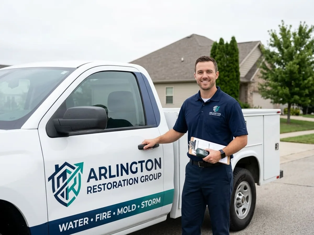Restoration equipment staged for a water damage response at an Arlington, VA property